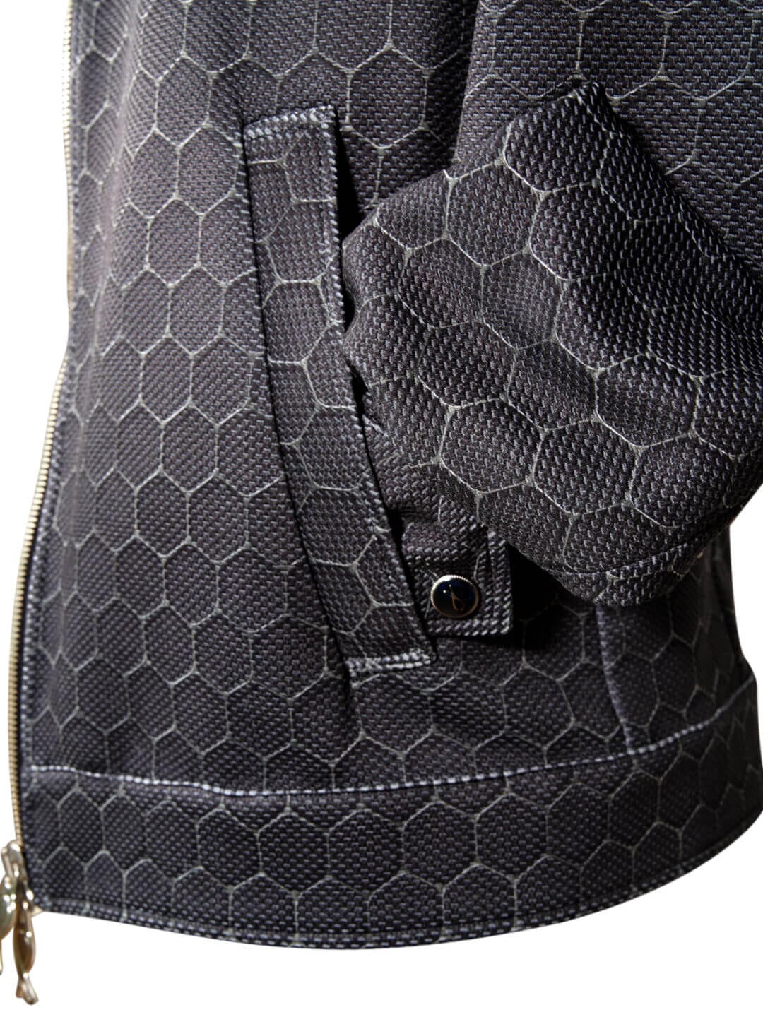 Charcoal Honeycomb Luxury Performance Two Way Bomber Jacket-4