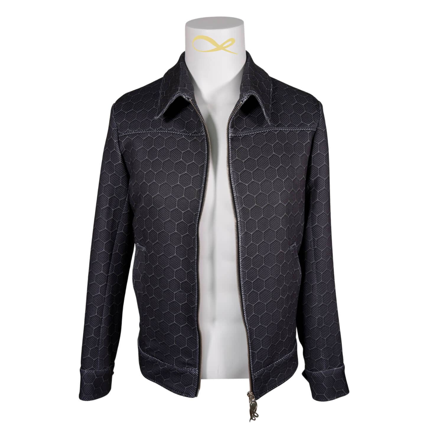 Charcoal Honeycomb Luxury Performance Two Way Bomber Jacket-5