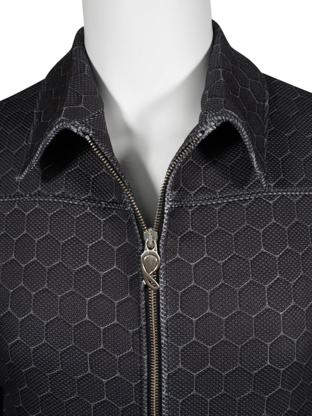 Charcoal Honeycomb Luxury Performance Two Way Bomber Jacket-3
