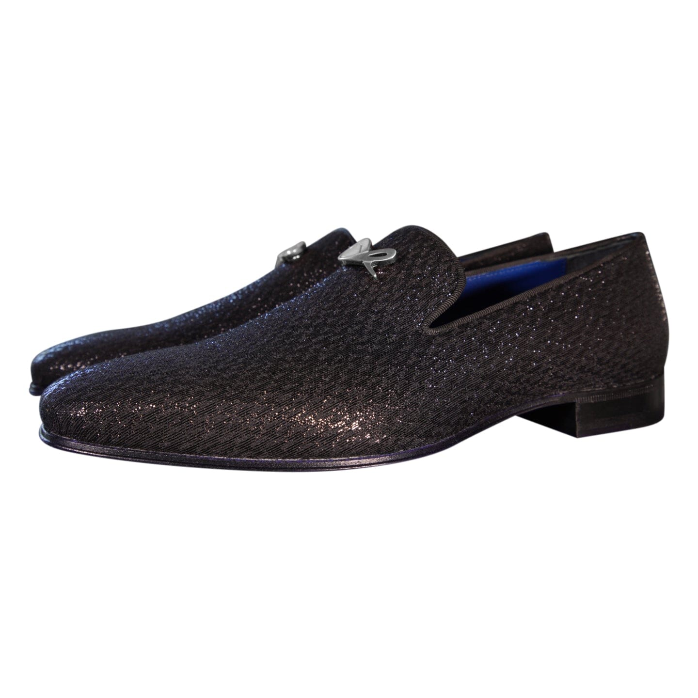 Black Diamante With Silver Hardware Loafer-3