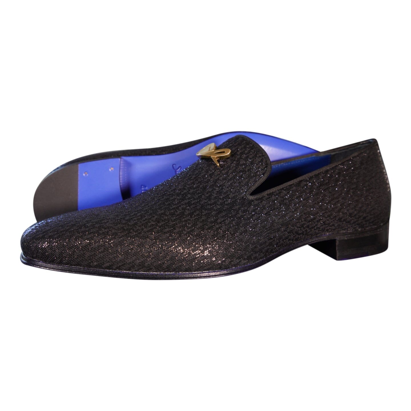 Black Diamante With Yellow Gold Hardware Loafer-3