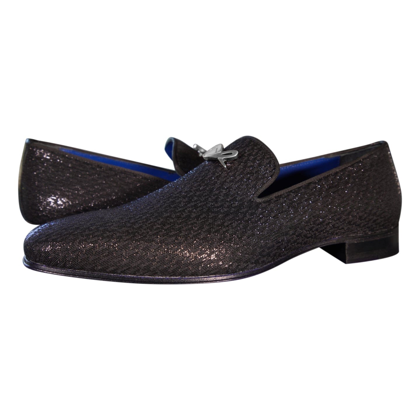 Black Diamante With Silver Hardware Loafer-4