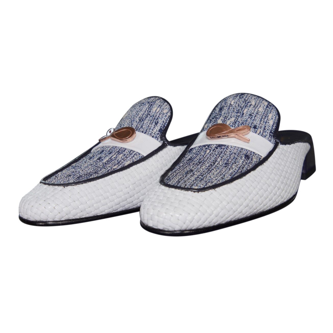 Cobalt Tweed Tessere Rose Gold Slipper-3