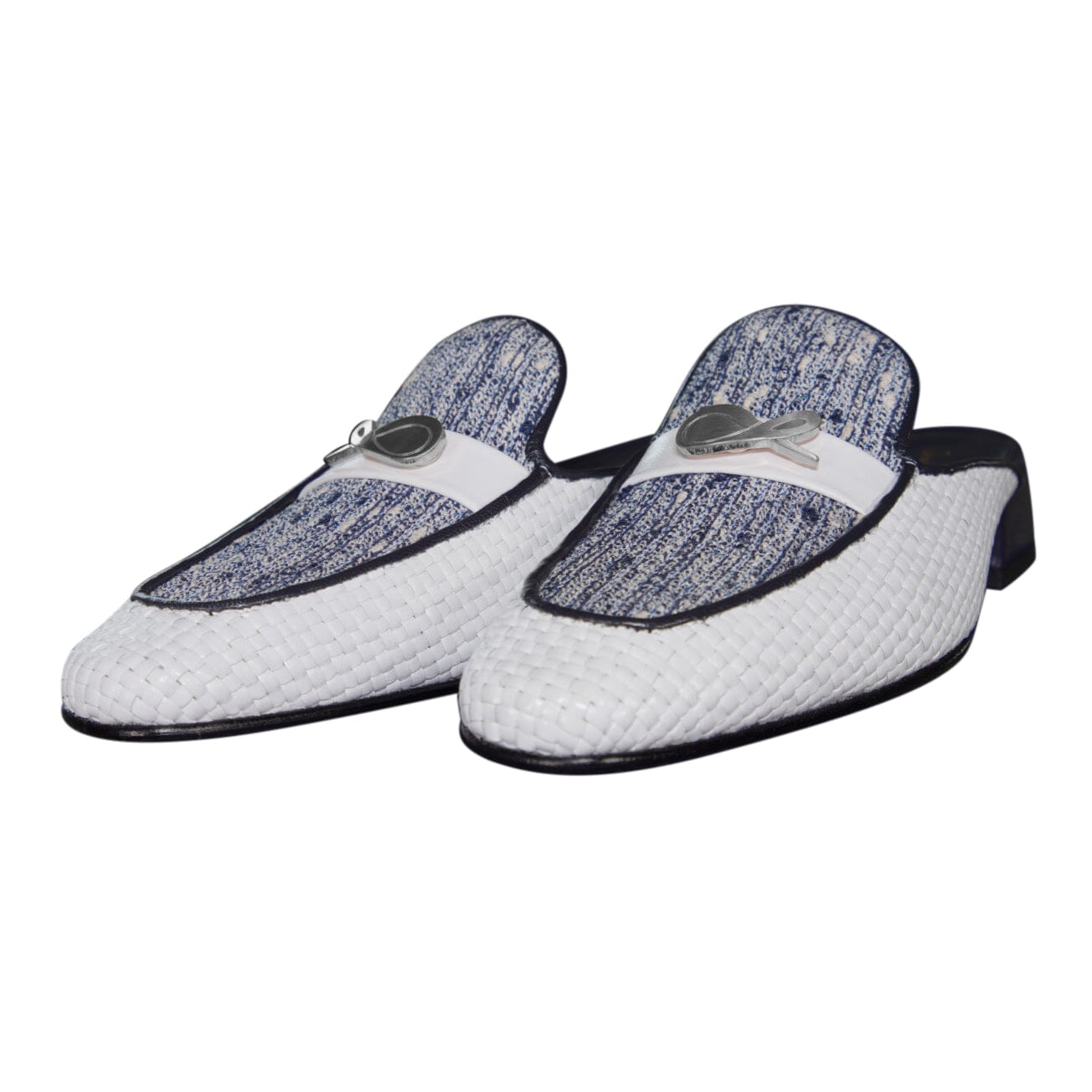 Cobalt Tweed Tessere Silver Slipper-3