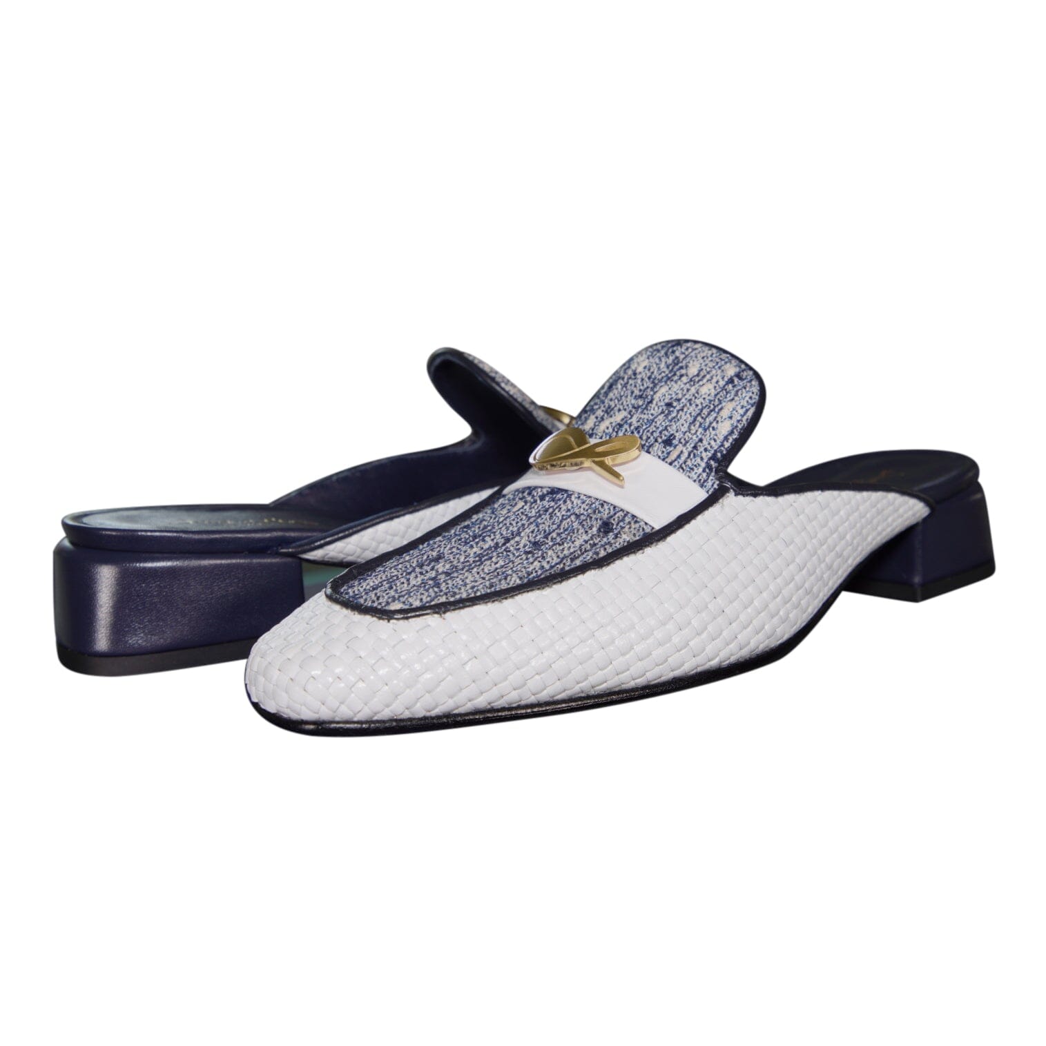 Cobalt Tweed Tessere Gold Slipper-4