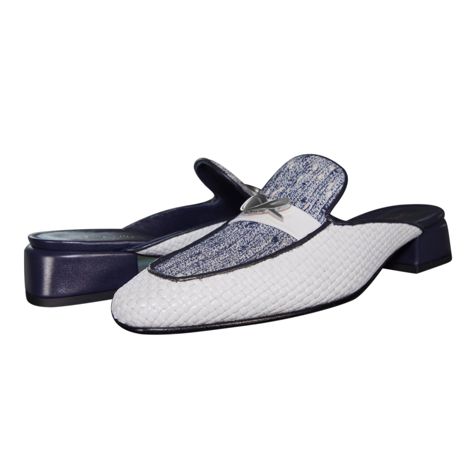 Cobalt Tweed Tessere Silver Slipper-4