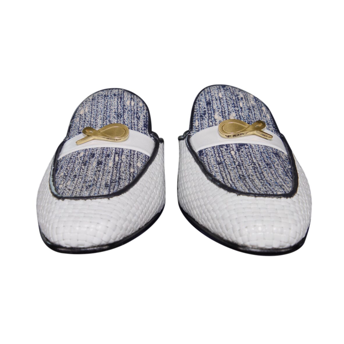 Cobalt Tweed Tessere Gold Slipper-6