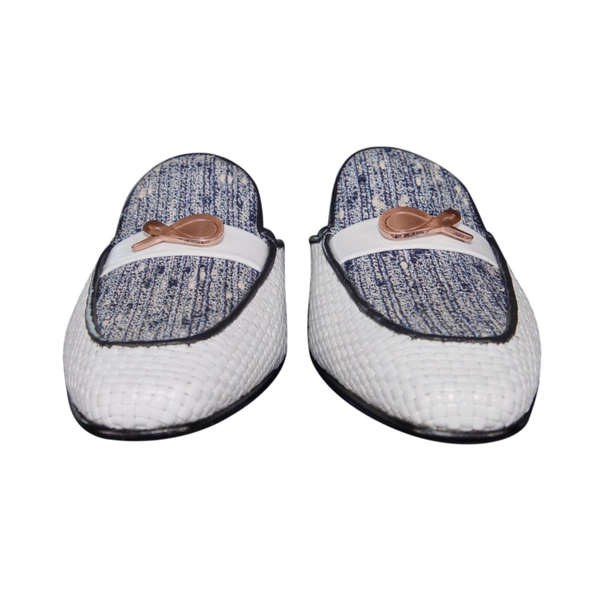 Cobalt Tweed Tessere Rose Gold Slipper-6