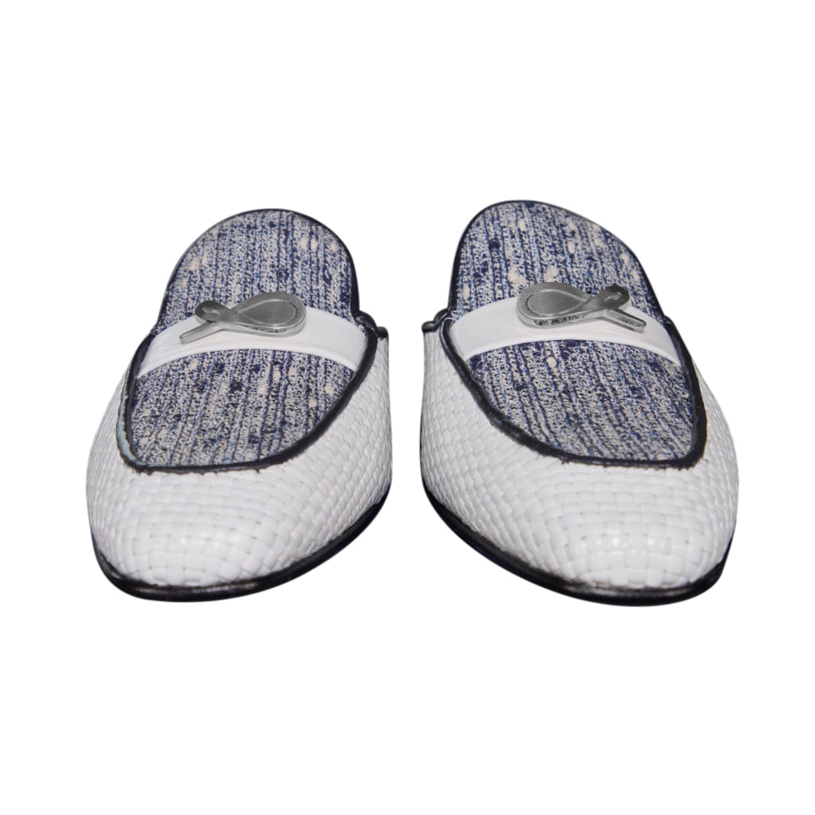 Cobalt Tweed Tessere Silver Slipper-6