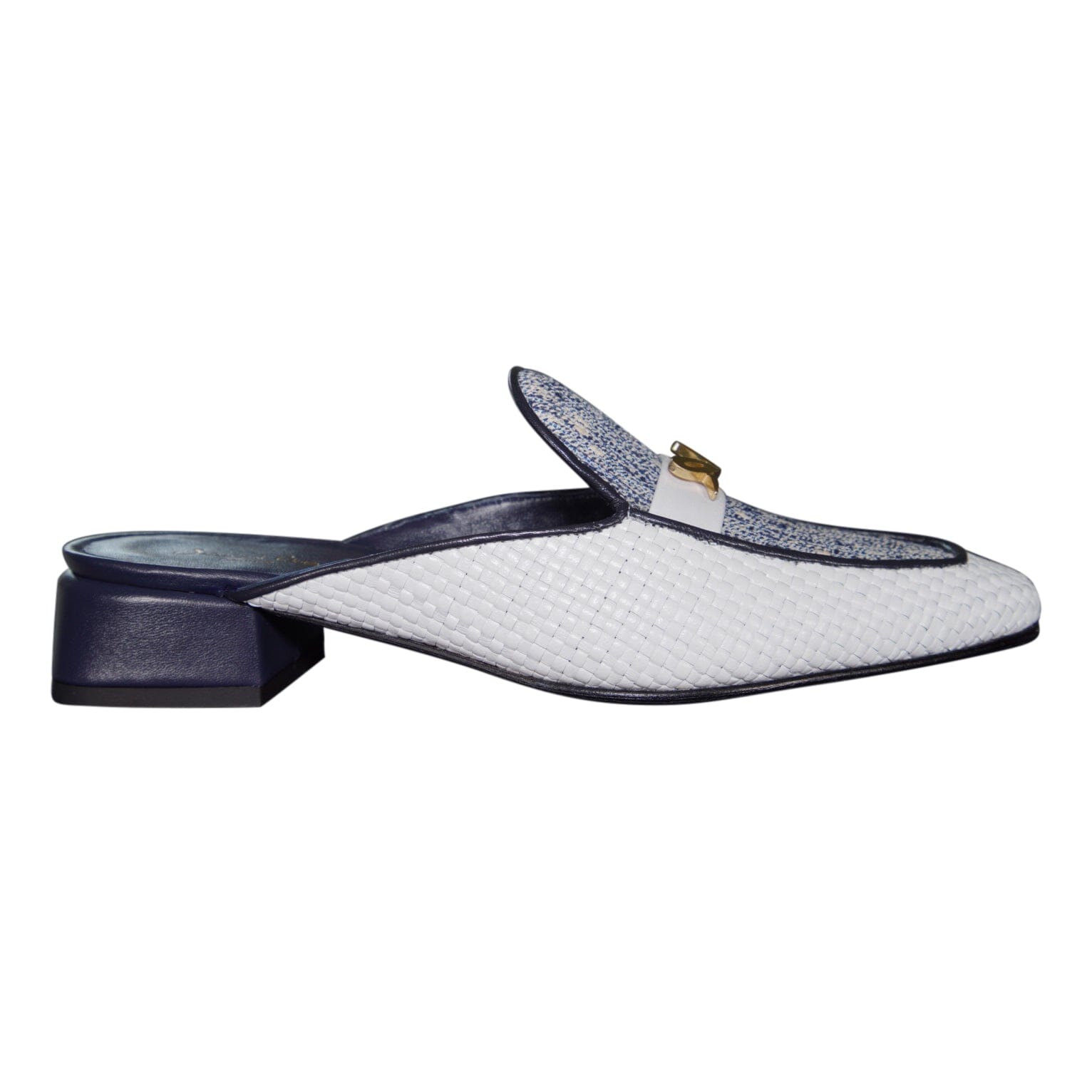 Cobalt Tweed Tessere Gold Slipper-7