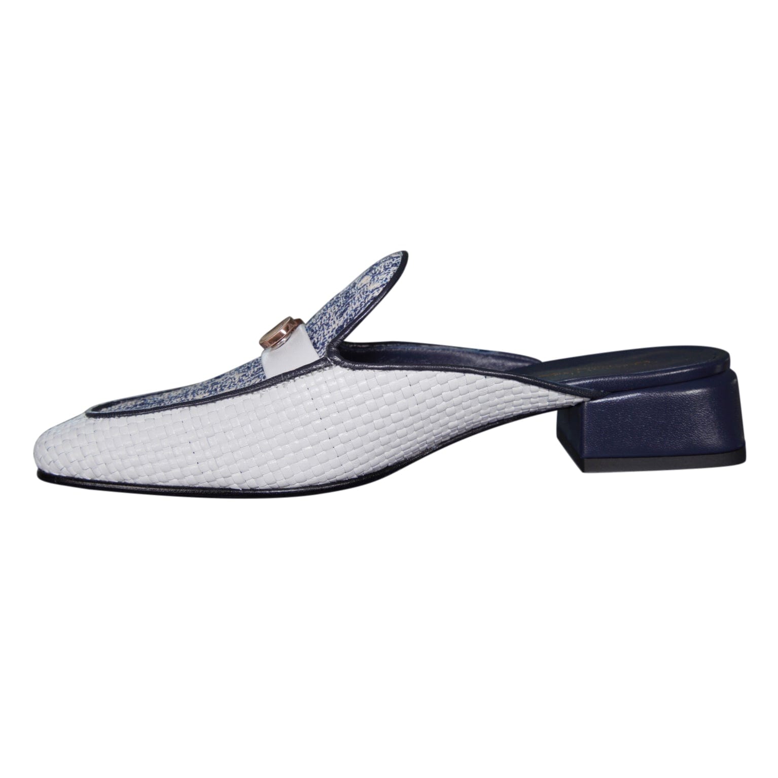 Cobalt Tweed Tessere Rose Gold Slipper-9