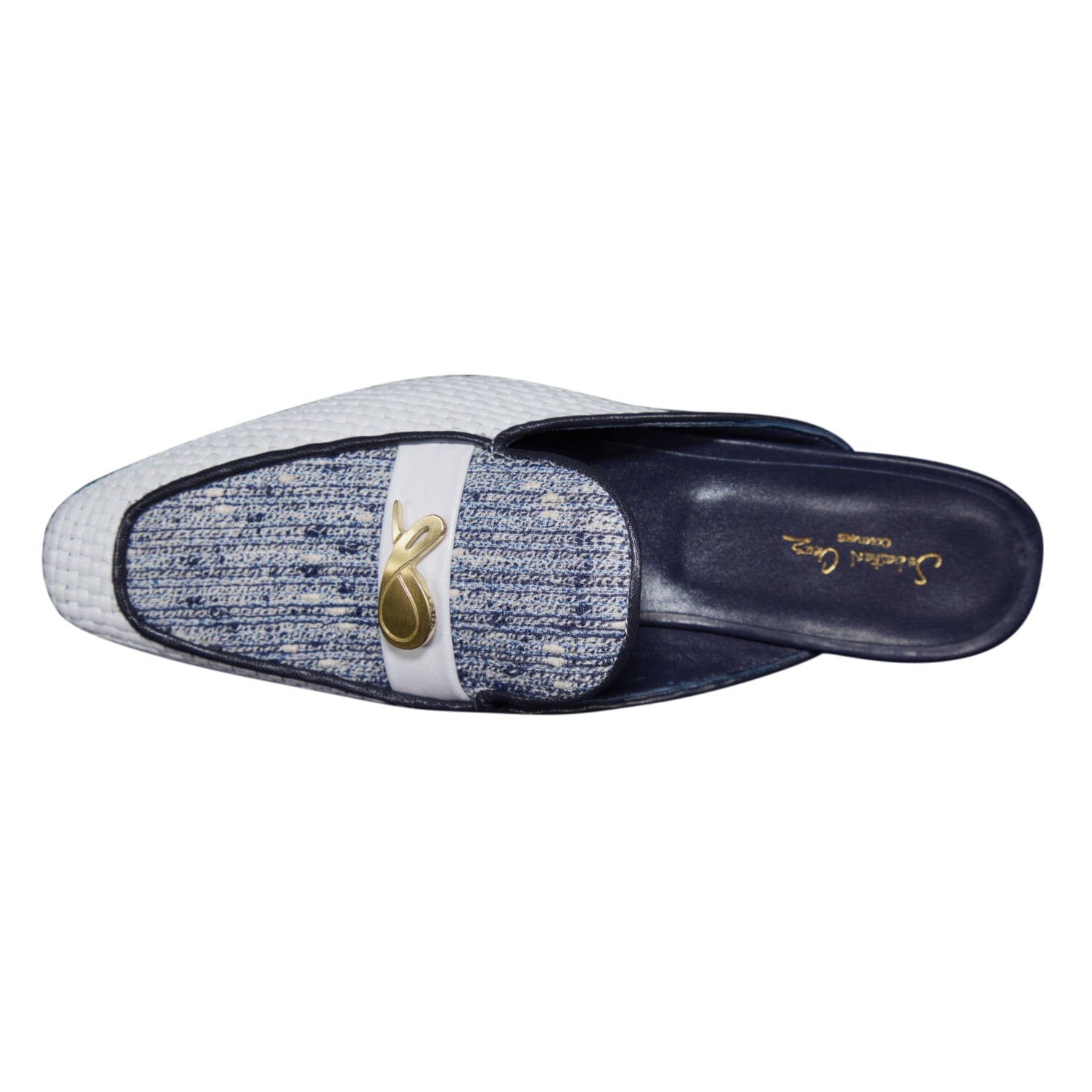 Cobalt Tweed Tessere Gold Slipper-9