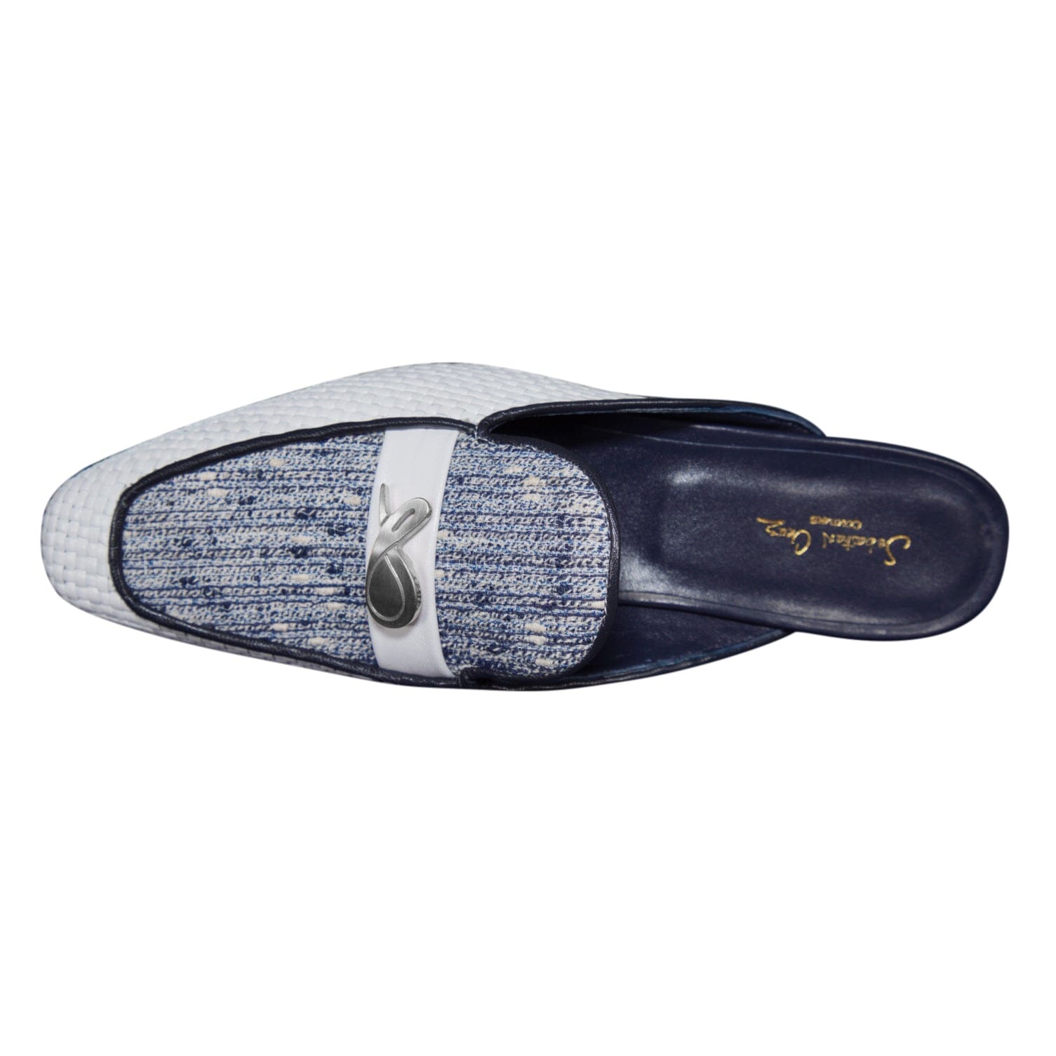 Cobalt Tweed Tessere Silver Slipper-9