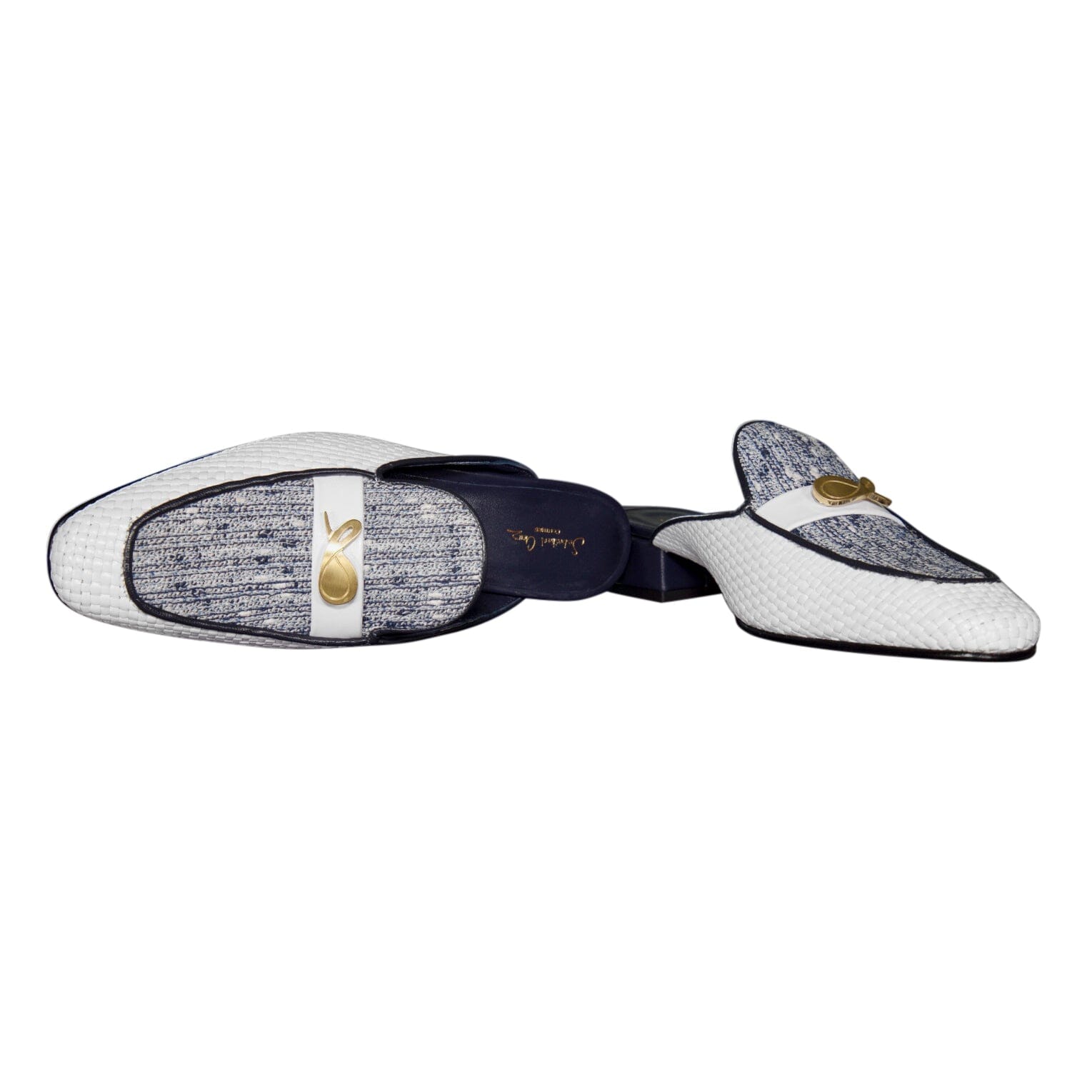 Cobalt Tweed Tessere Gold Slipper-10
