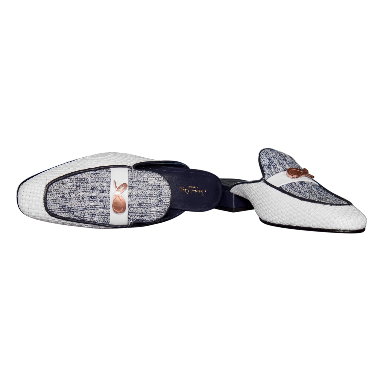 Cobalt Tweed Tessere Rose Gold Slipper-10
