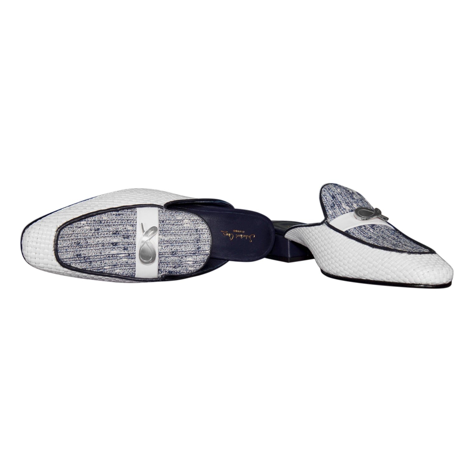 Cobalt Tweed Tessere Silver Slipper-10