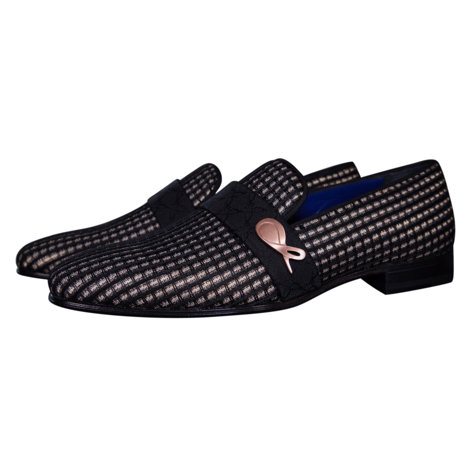 Black Oro Waffle Rose Gold Loafer-3