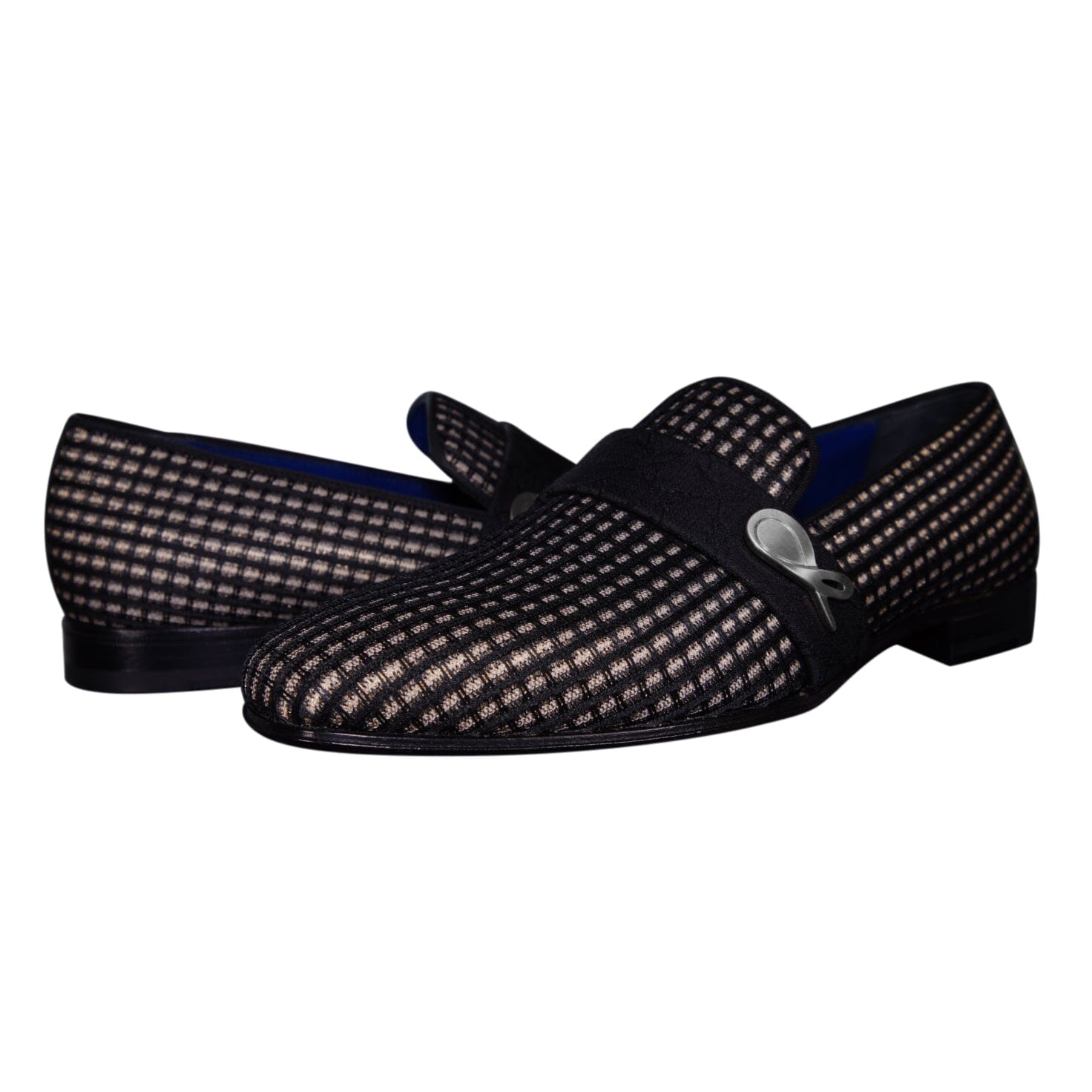 Black Oro Waffle Silver Loafer-4