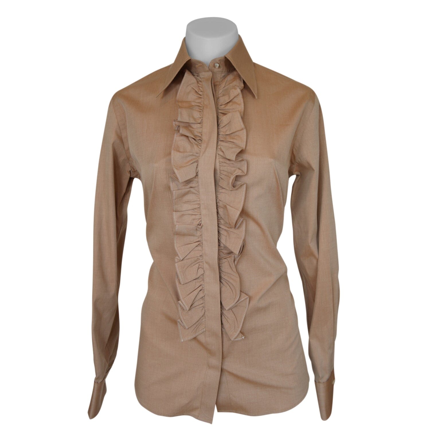 Vittoria Ruffle Blouse In Sand-5
