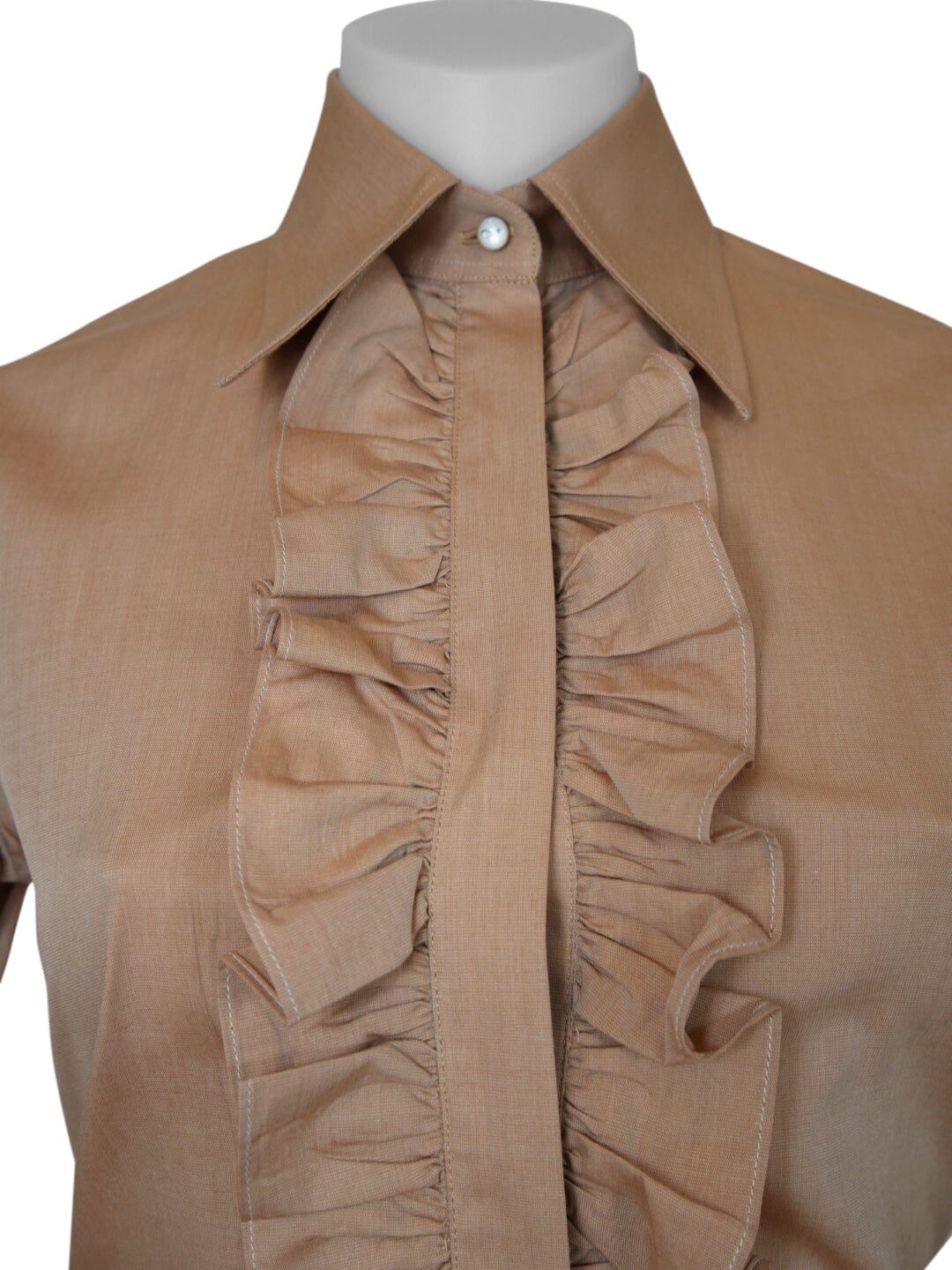 Vittoria Ruffle Blouse In Sand-4