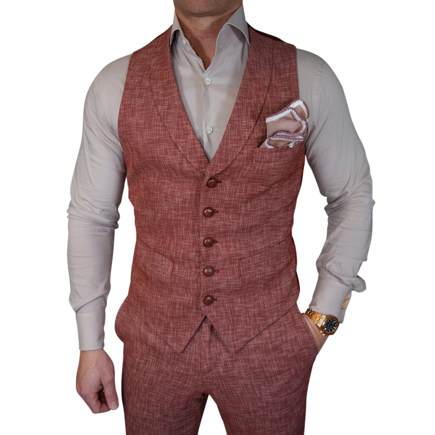 Currant Lino Tweed Ciottoli Waistcoat @ The Vault
