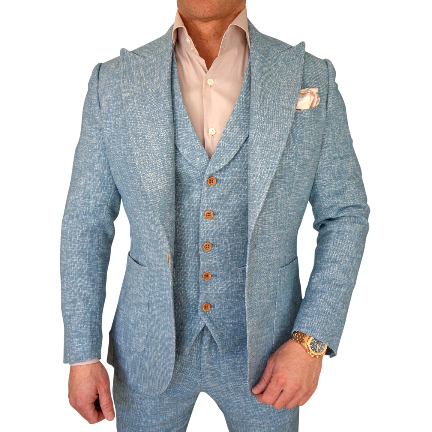 Teal Blu Lino Tweed Jacket-3