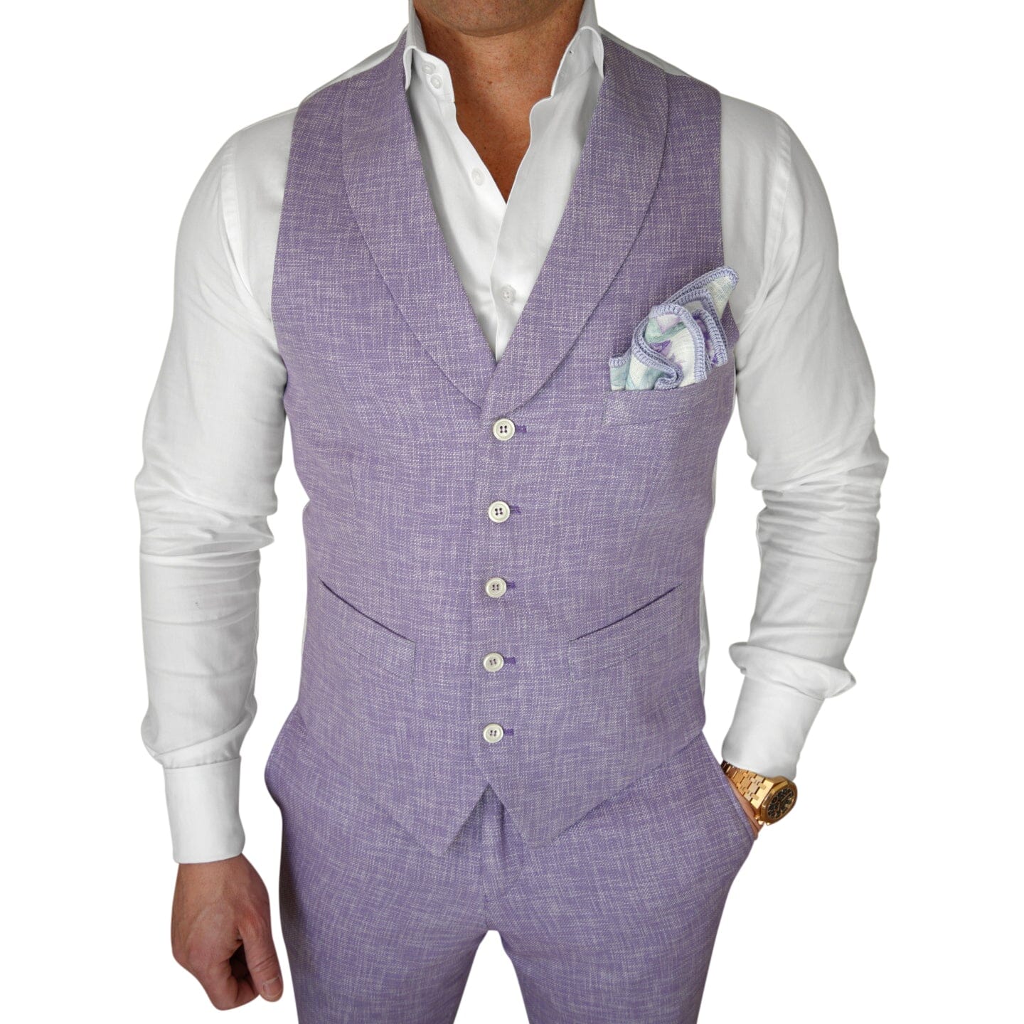 Amethyst Lino Tweed Ciottoli Waistcoat @ The Vault