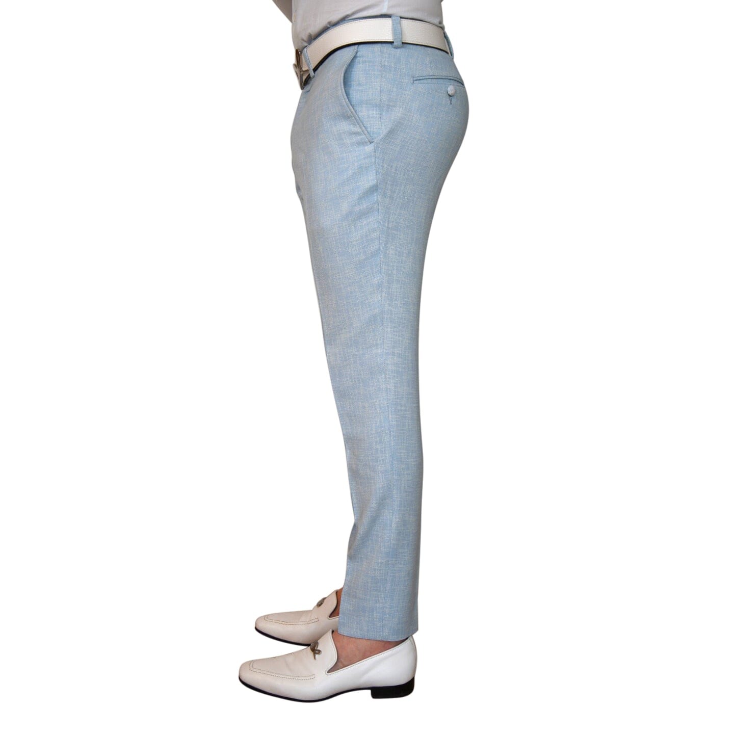 Baby Blu Lino Tweed Trousers-3