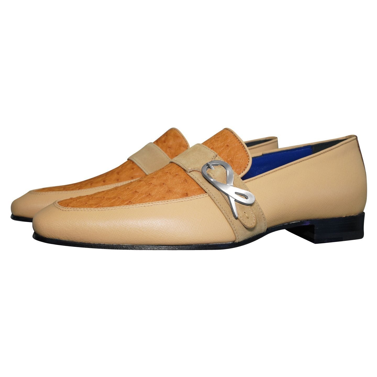 Tuscan Ostrich Monk Silver Loafer-3