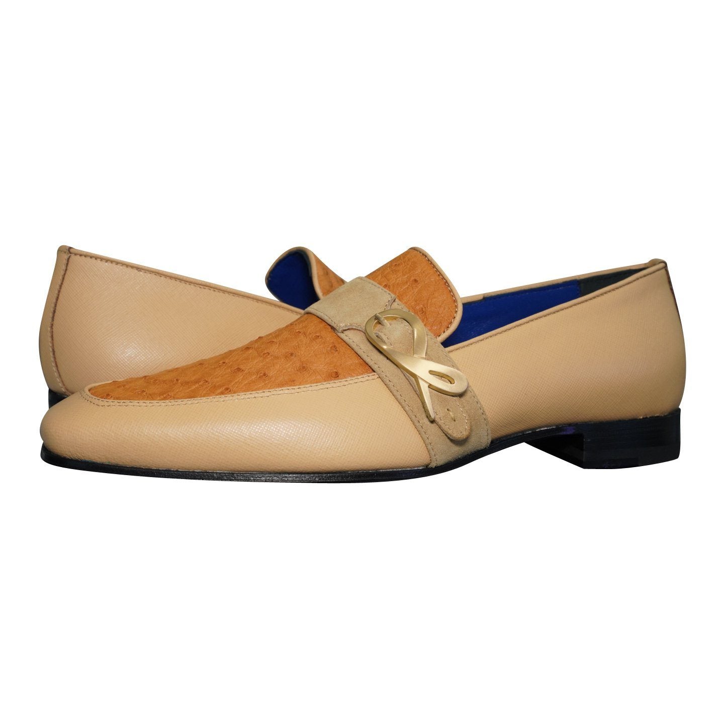 Tuscan Ostrich Monk Gold Loafer-4