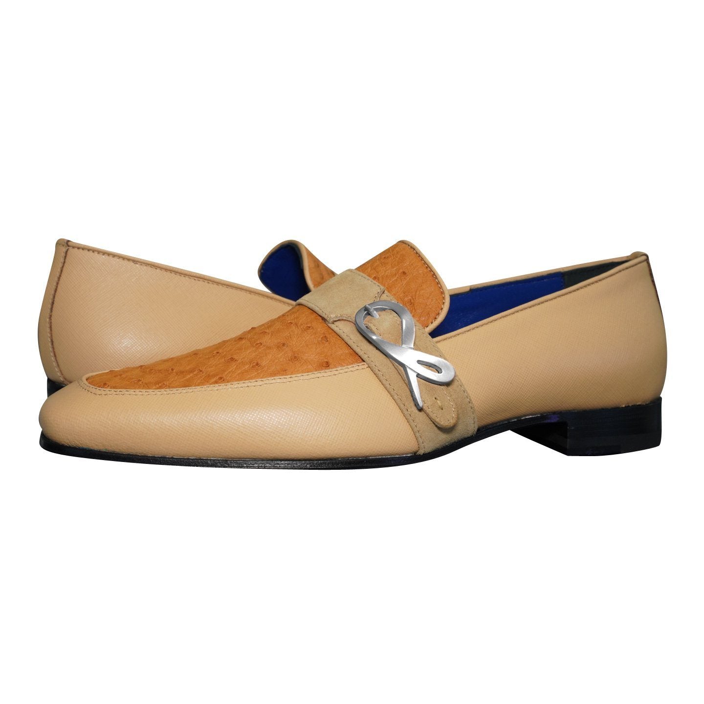Tuscan Ostrich Monk Silver Loafer-4