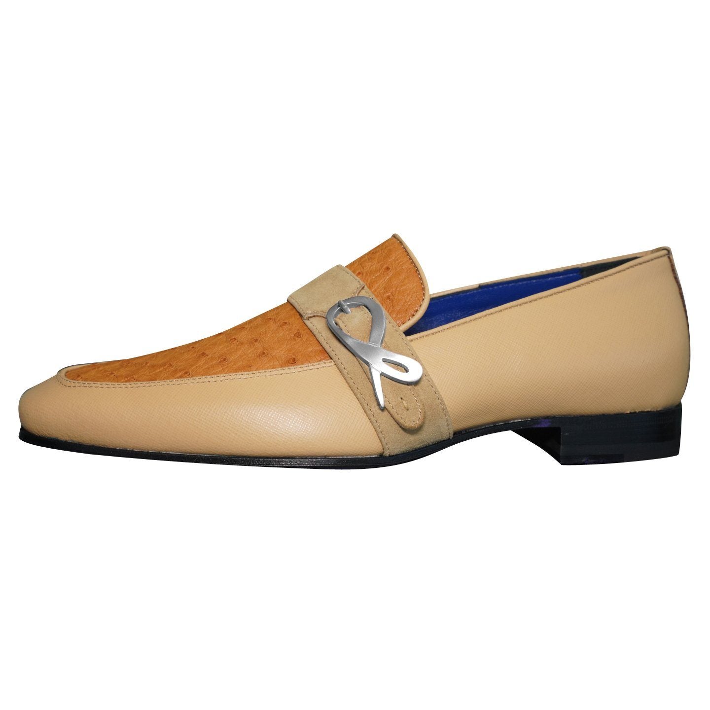 Tuscan Ostrich Monk Silver Loafer-5