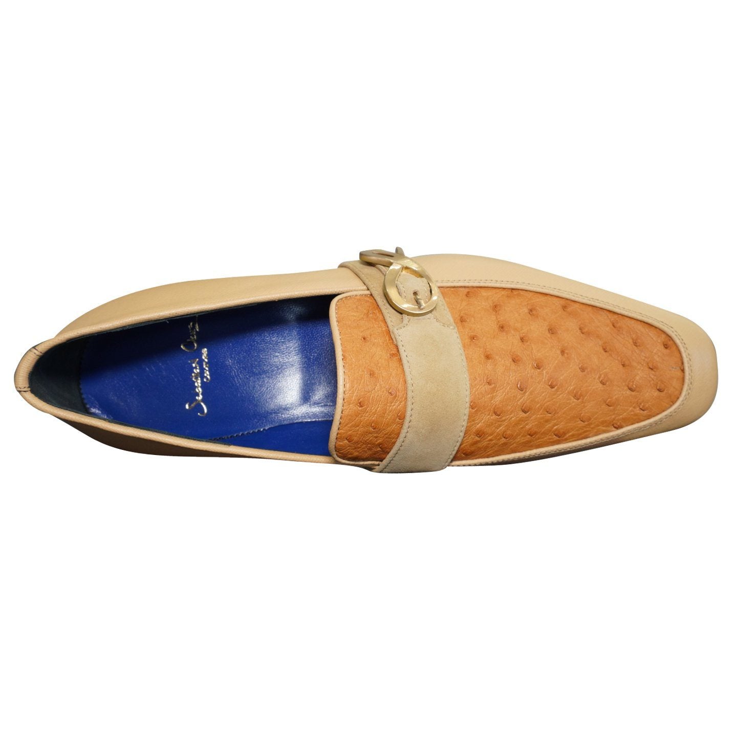Tuscan Ostrich Monk Gold Loafer-6