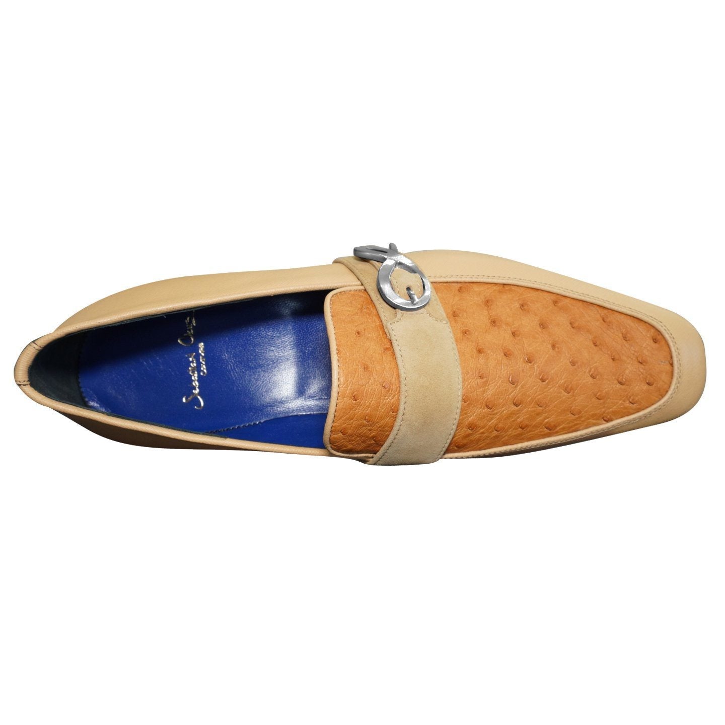 Tuscan Ostrich Monk Silver Loafer-6