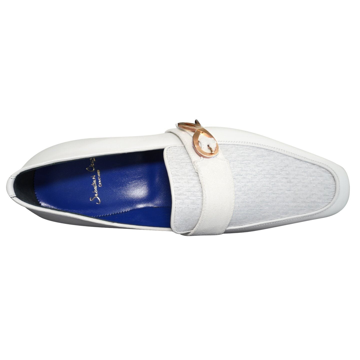 White Diamante Leather Monk Rose Loafers-6