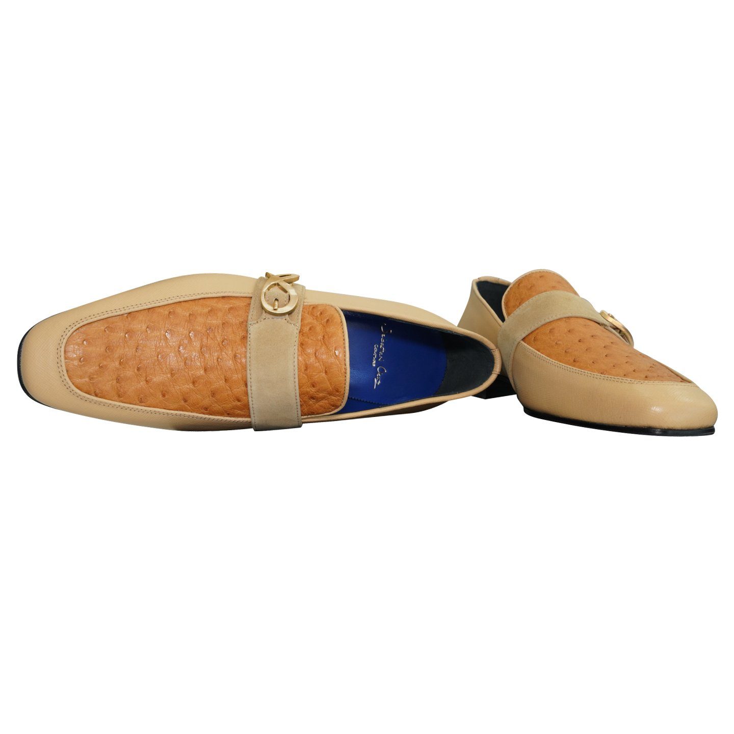 Tuscan Ostrich Monk Gold Loafer-7
