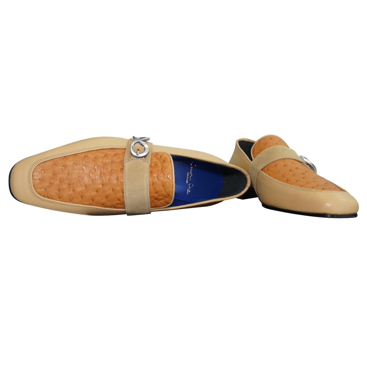 Tuscan Ostrich Monk Silver Loafer-7