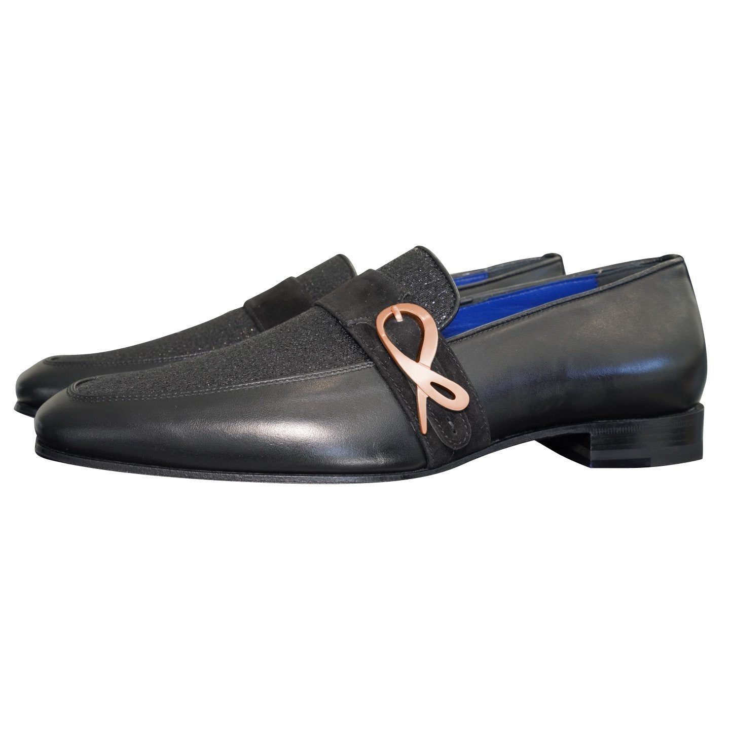 Black Diamante Leather Monk Rose Loafer-3