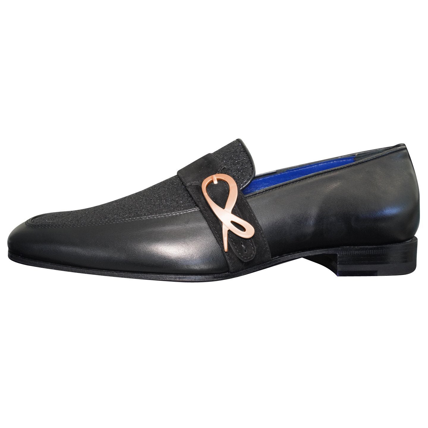 Black Diamante Leather Monk Rose Loafer-5