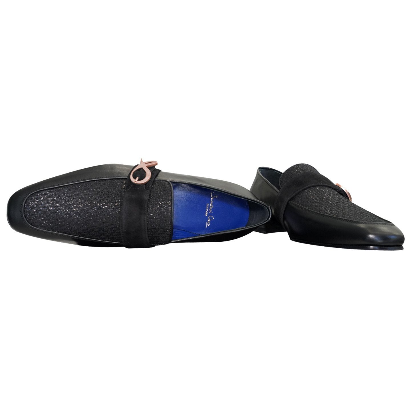 Black Diamante Leather Monk Rose Loafer-7