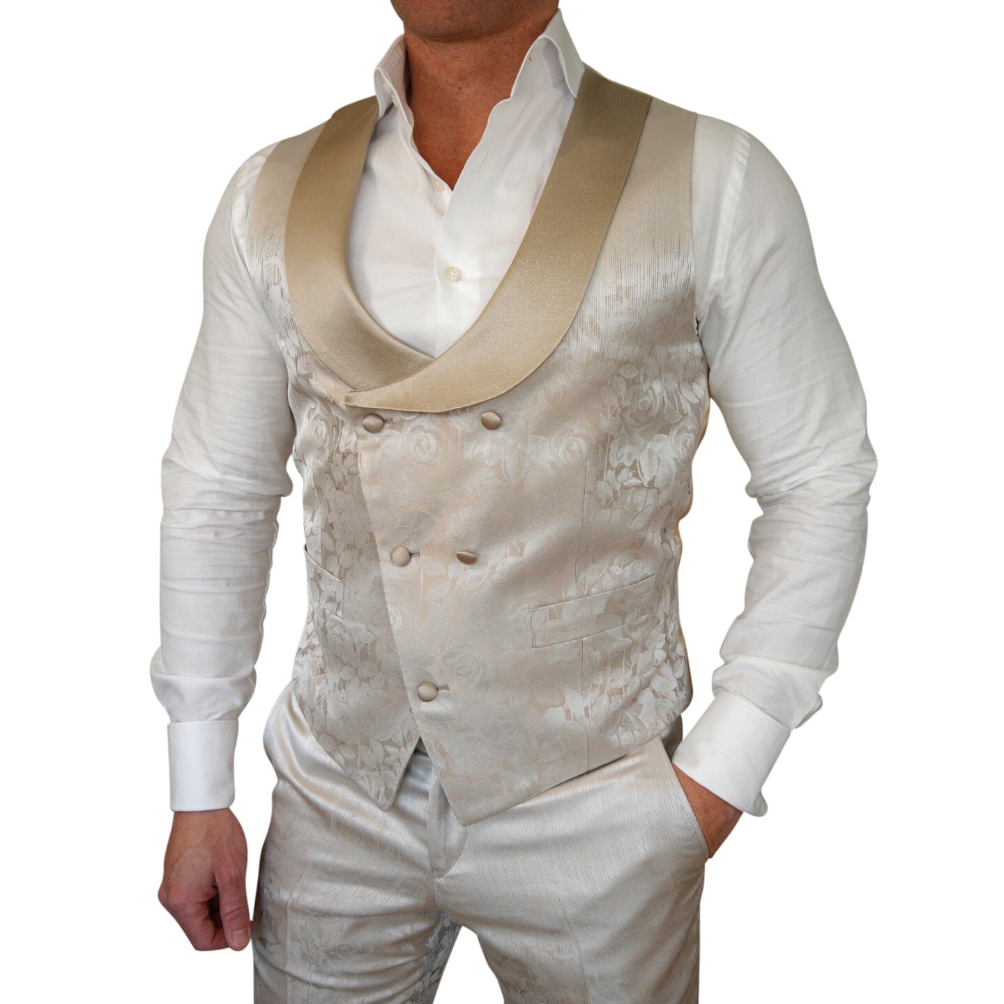 Champagne Sateen Ombre Double Breasted Waistcoat @ The Vault