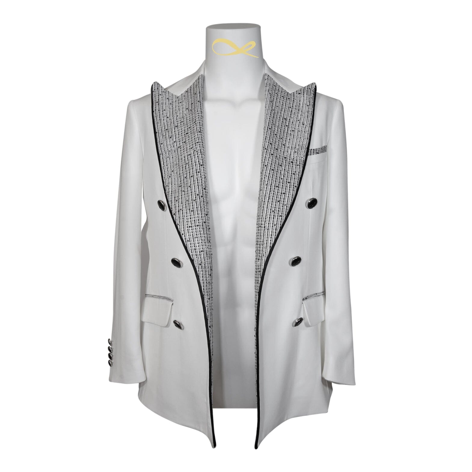 Bianco Tweed Paillette Double Breasted Jacket-4