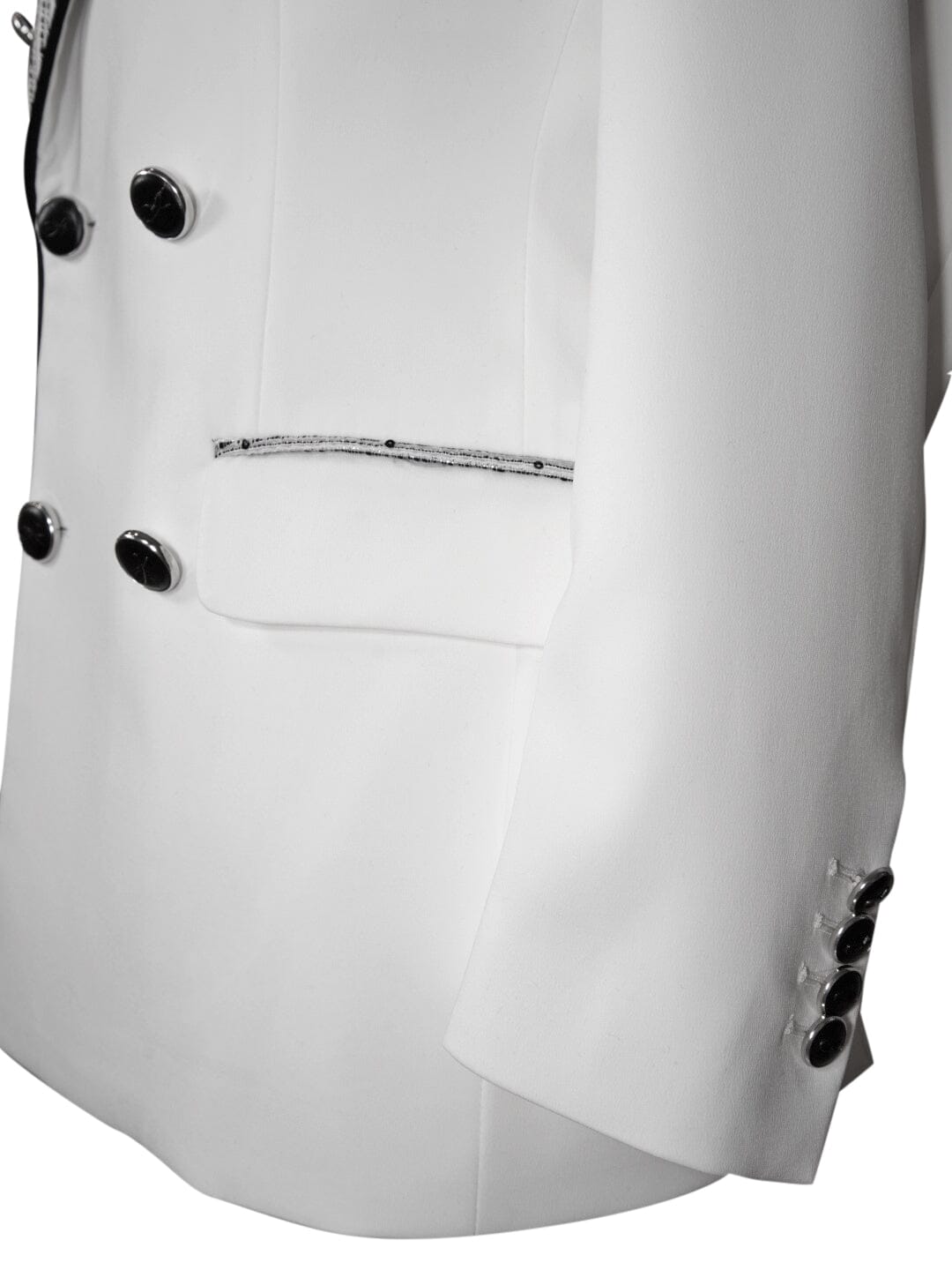 Bianco Tweed Paillette Double Breasted Jacket-7
