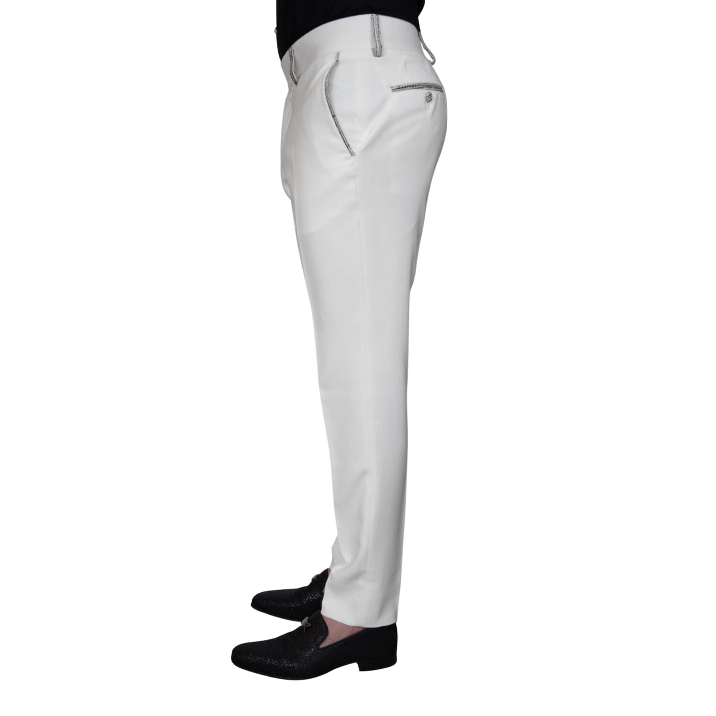 Bianco Tweed Paillette Trousers-3