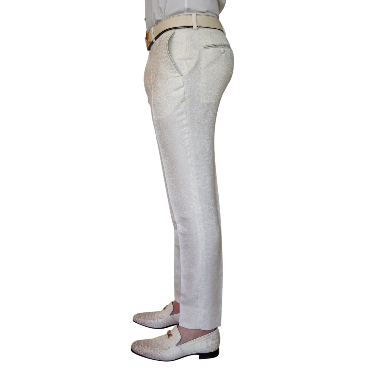 Latte Damask Trousers-3