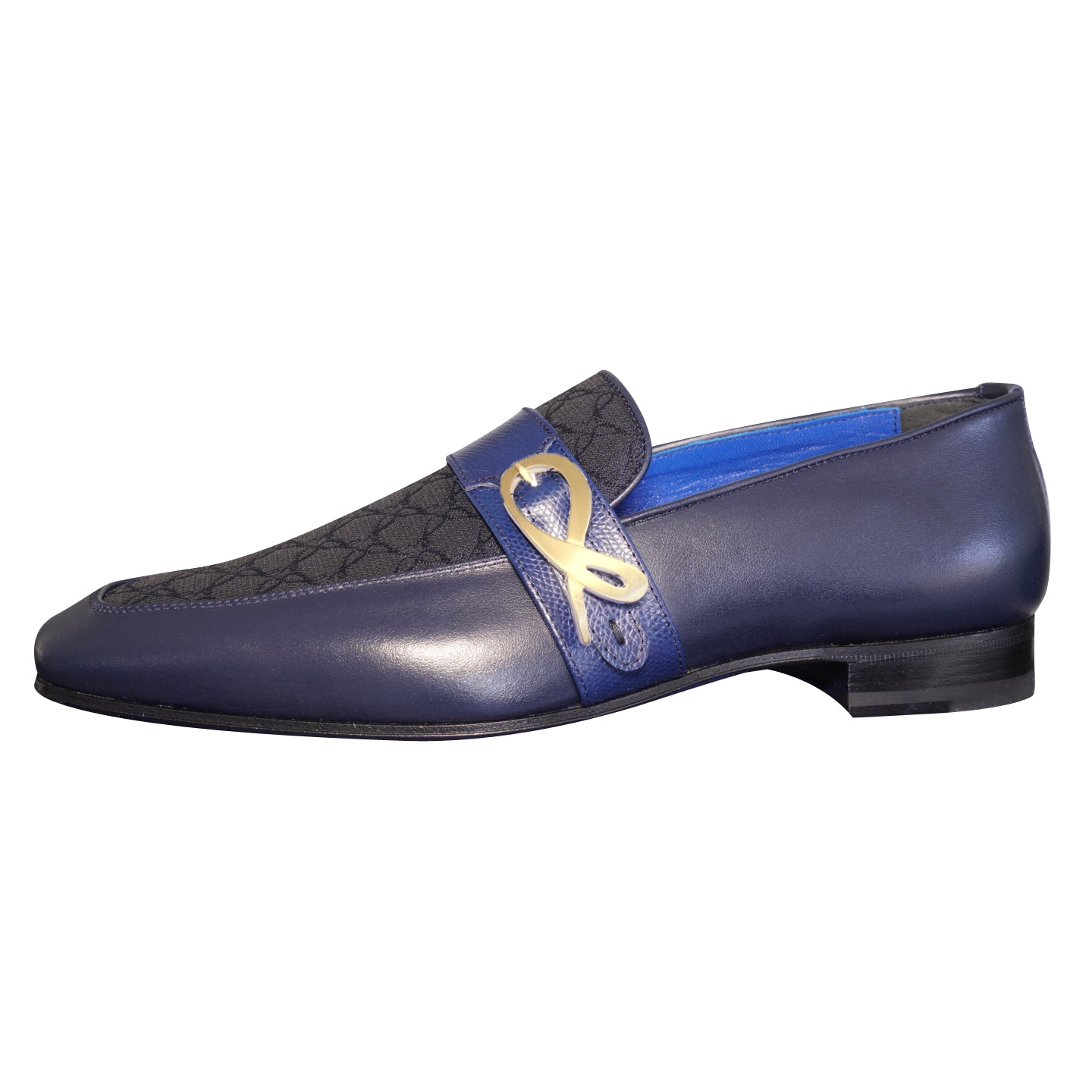 Midnight Marino Logo Monk Loafers With Yellow Gold Buckle-7