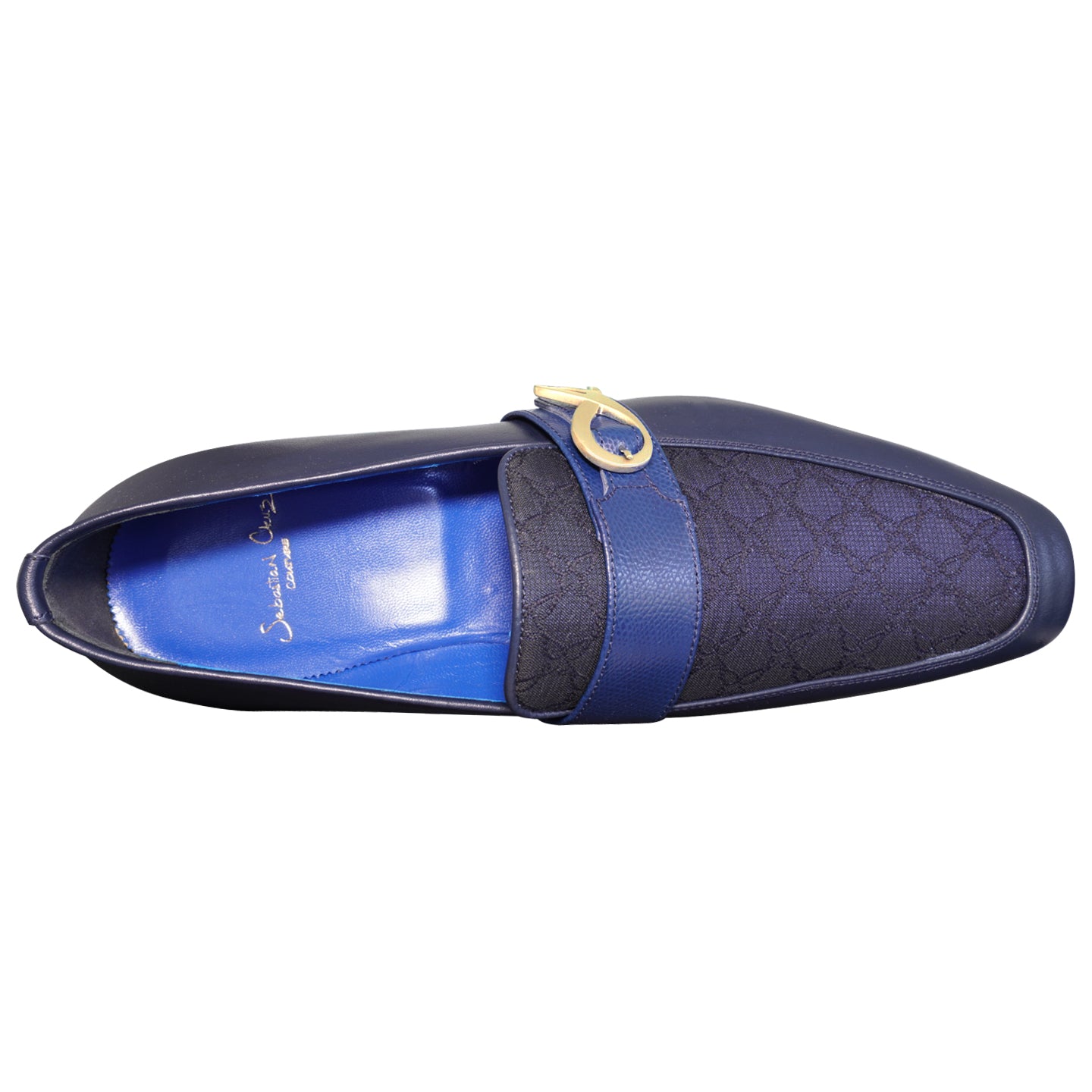 Midnight Marino Logo Monk Loafers With Yellow Gold Buckle-6