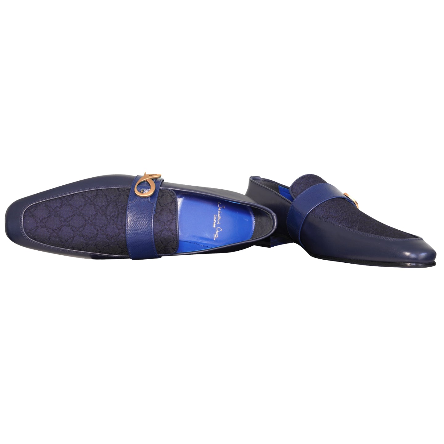 Midnight Marino Logo Monk Loafers With Rose Gold Buckle-8