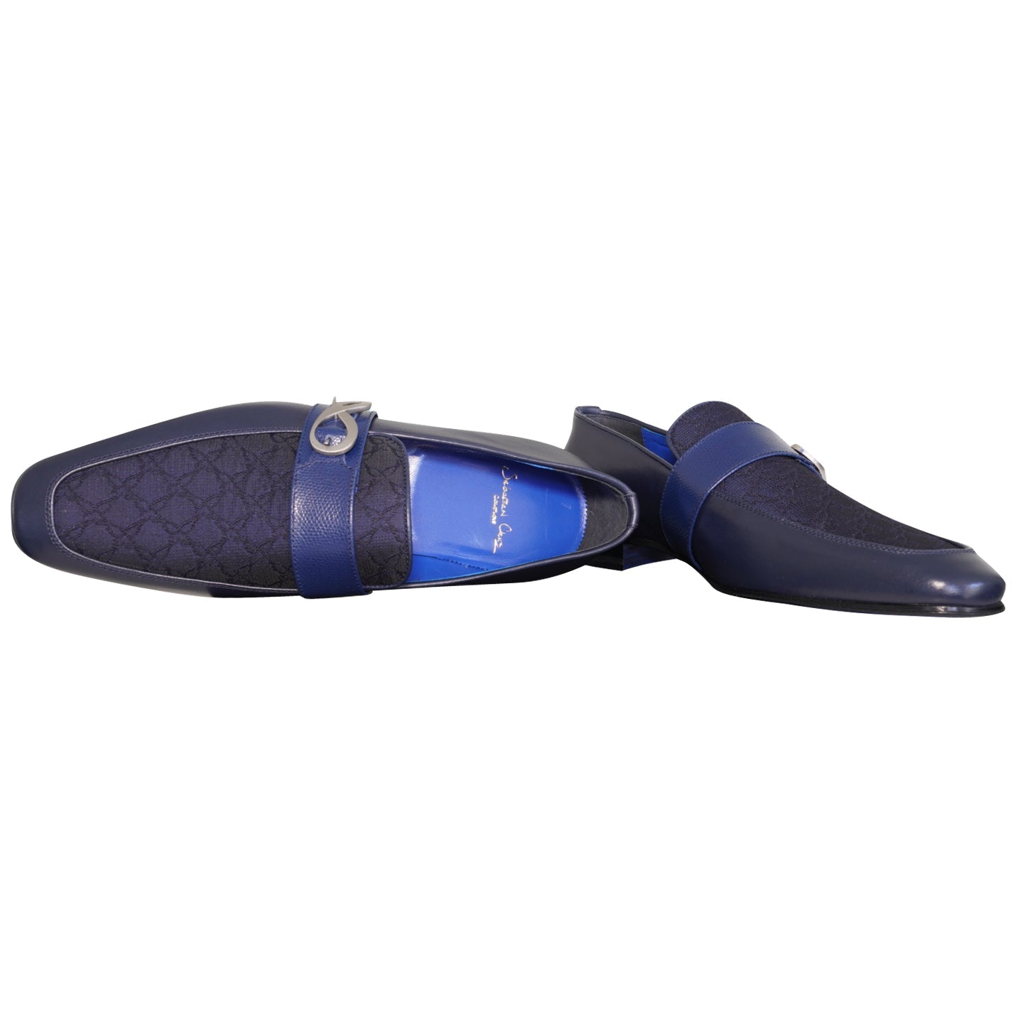 Midnight Marino Logo Monk Loafers With Silver Buckle-8