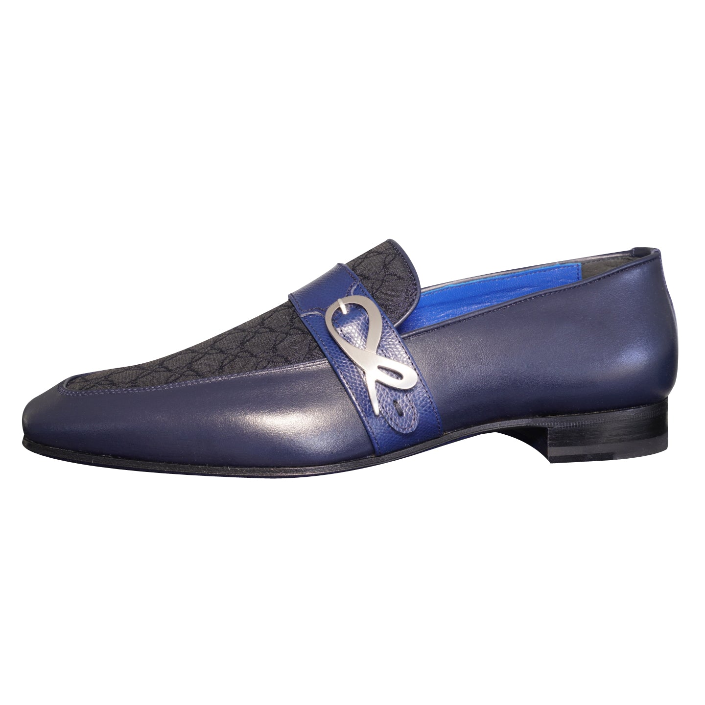 Midnight Marino Logo Monk Loafers With Silver Buckle-7